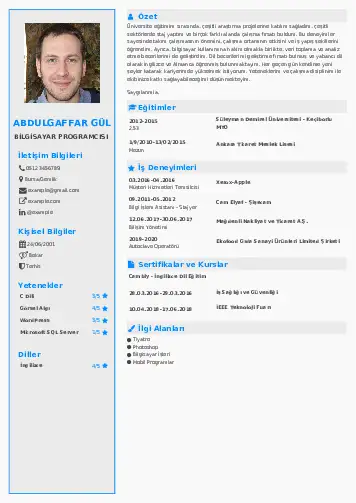 Bilgisayar Programcısı CV Örnekleri cv indir